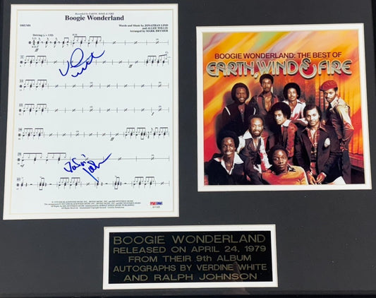 Earth Wind & Fire Boogie Wonderland Signed Sheet Music White Johnson Auto PSA
