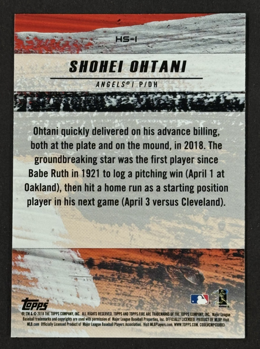 2018 Topps Fire Hot Starts Blue Chip Shohei Ohtani #HS-1 Dodgers RC Mint Rookie