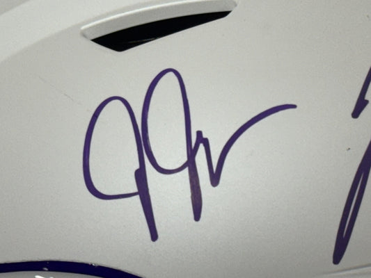 JJ Mccarthy Justin Jefferson Signed SpeedFlex Alt Helmet Vikings Auto BAS COA