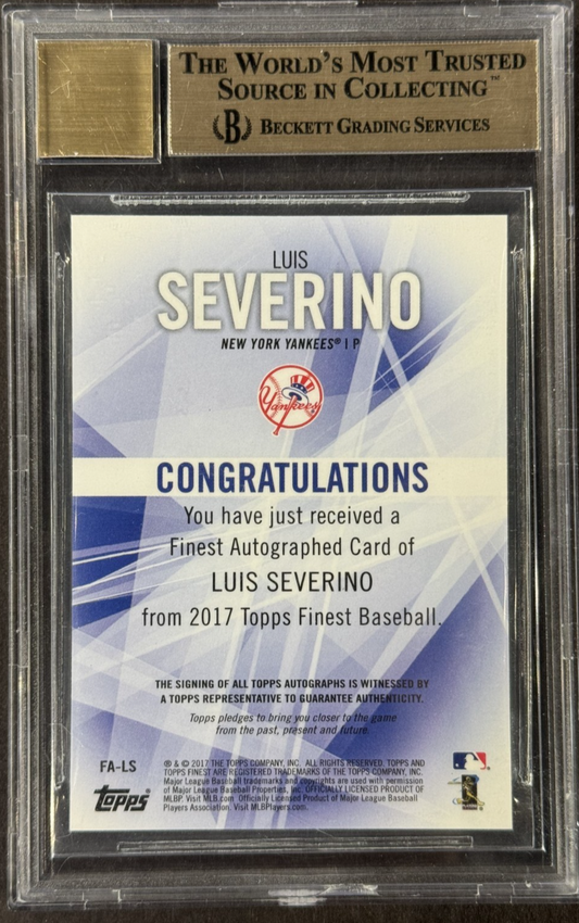2017 Topps Finest Luis Severino Blue Wave Refractor Auto /25 BGS 9.5 Yankees A’s