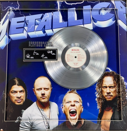 Metallica Ride The Lightning 3D Platinum Record Album Framed Facsimile Auto