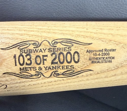 Ny Yankees Vs Mets Subway World Series 2000 BASEBALL ENGRAVED Bat Jeter Piazza