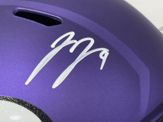 J.J. McCarthy Signed Full Size Replica Helmet Auto BAS COA Minnesota Vikings QB