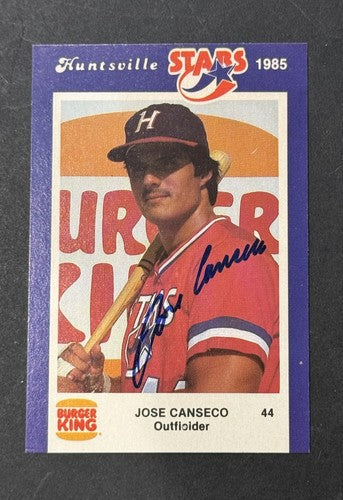 Jose Canseco Signed 1985 Huntsville Stars Jennings Rookie Mint Auto W/Set Coa