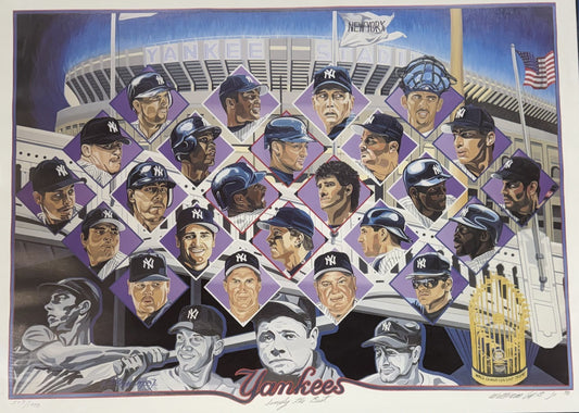 NY Yankees Simply the Best 27x21 Lithograph Bill Lopa Signed Framed LE /1998 Ws