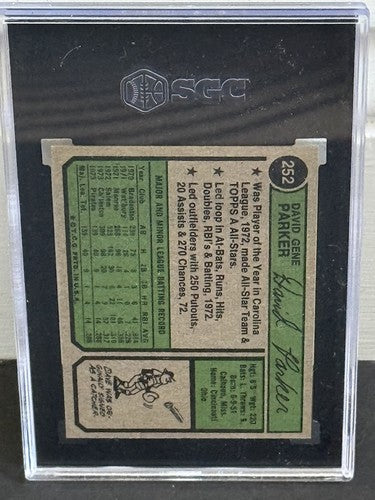 1974 Topps Dave Parker Rookie SGC 7 Nm - Mint Rc Hof Beauty Pittsburgh Pirates