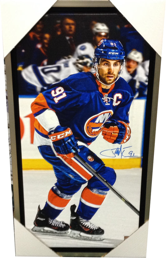 John Tavares Signed 14x28 Islanders Photo Canvas framed Autograph Frameworth coa