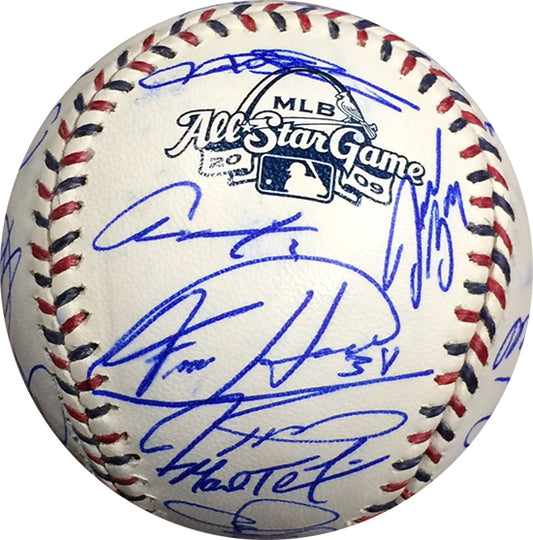 2009 All Star Team Signed Baseball 31 Auto Ichiro verlander Halladay MLB Holo