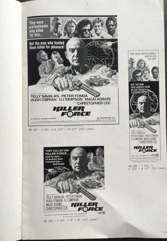 Oj Simpson bills hof KILLER force Original 1976 movie Theater Pressbook Poster
