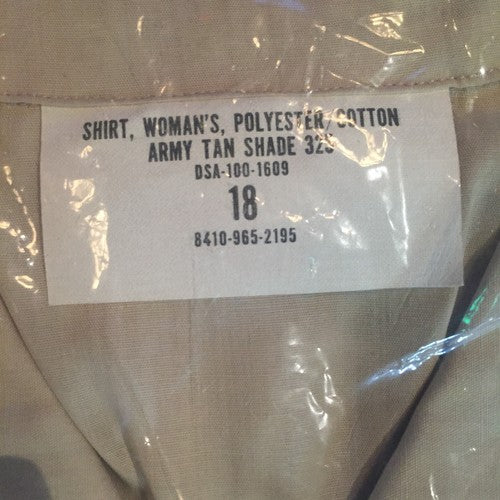 Army Woman’s Shade Shirt Tan Original war Sealed 18 325 Cotton Polyster Rare New