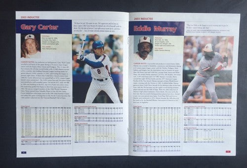 Hall Of Fame Hof 2003 Induction Ticket Program Al Bumbry Auto Gary Carter Murray