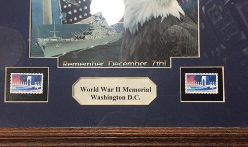 COMMEMORATING THE NATIONAL WORLD WAR II MEMORIAL ISSUE .37 Cent STAMP FRAMED