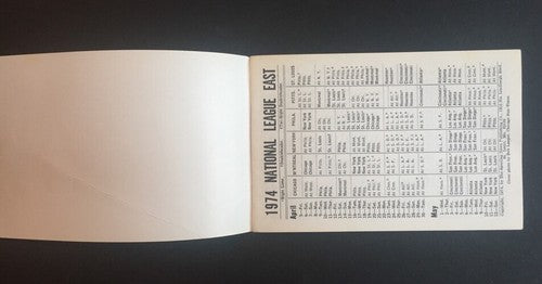 1974 Official BaseBall A.l & National League Schedule Records The Sporting News