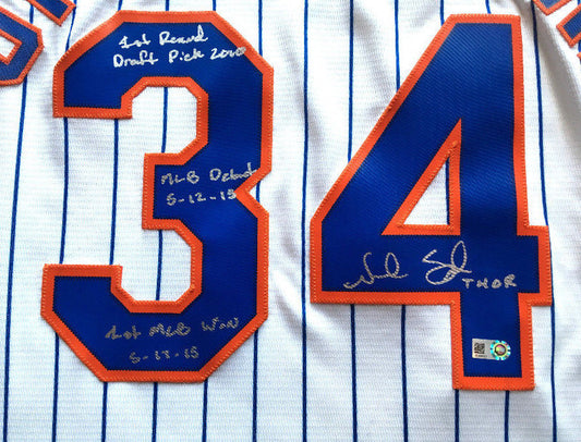 Noah Syndergaard Mets signed 4 stat jersey THOR Debut autograph MLB Holo COA