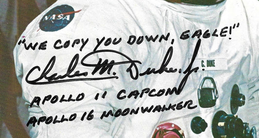 Charles M Duke Jr Astronaut signed 8x10 photo ins Apollo framed auto PSA/DNA COA