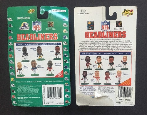 1996 & 1998 NFL Headliners BRETT FAVRE Green Bay Packers 2 Action Figure Lot