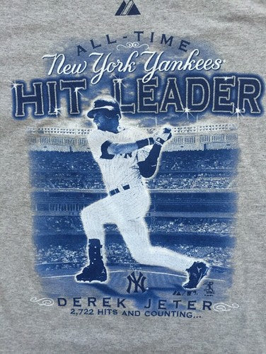 Derek Jeter NY Yankees All Time Hits Leader T-Shirt Majestic New W/ Tag Men S