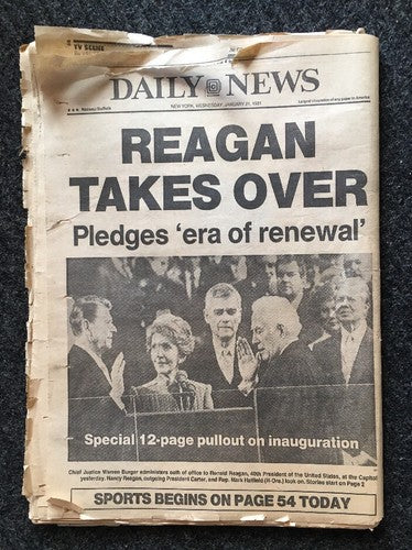 YANKS FREE Ronald Reagan Inauguration Newspaper NY DAILY NEWS 1/21 1981