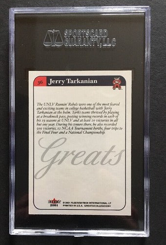 2001 Fleer Greats of the Game Signed Jerry Tarkanian Unlv Mint Auto Hof Sgc Coa