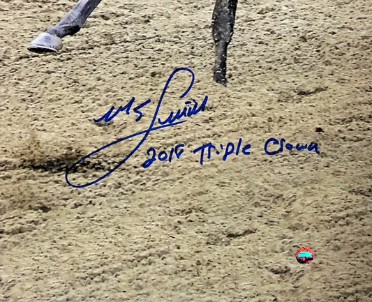 Mike Smith signed 16x20 Framed Justify photo 2018 Triple Crown Belmont Steiner