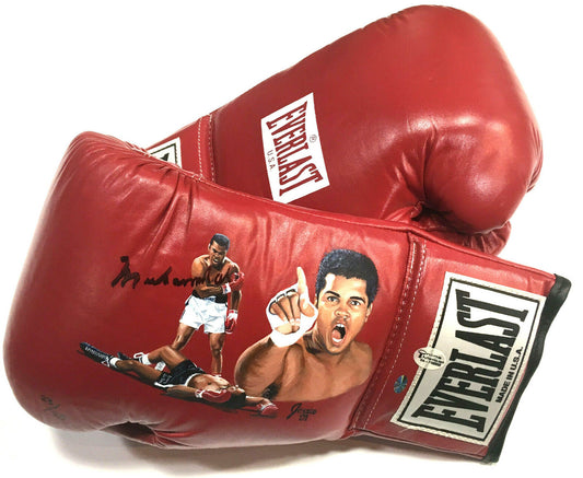 Muhammad Ali signed Jolene Jessie painted Boxing Glove auto Framed OA COA /25