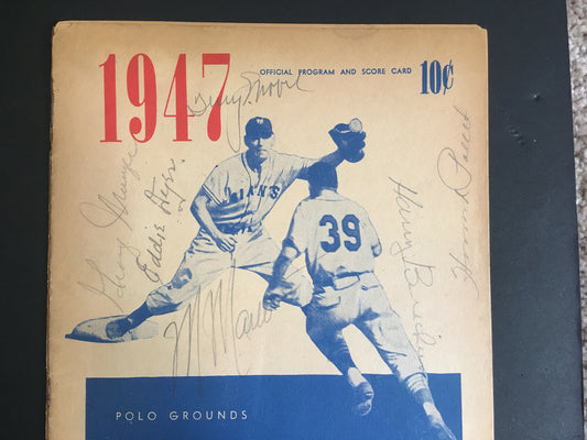 NY Giants VS St Louis Cardinals signed 6 auto 7/11/1947 program Eddie Dyer COA