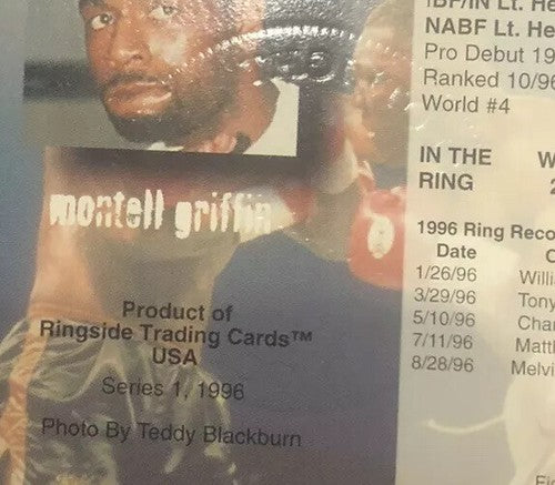 Montell Griffin Signed Ringside Boxing card Series 1 1996 #21 with seal COA
