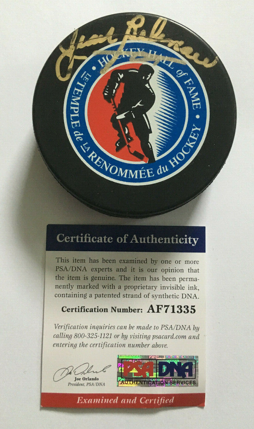 JEAN BELIVEAU Signed Hockey Hall of Fame Puck Autograph HOF PSA COA