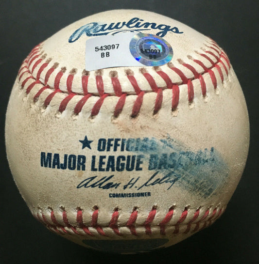 Tom Glavine Mets signed Game used Win #295 Baseball Auto MLB Holo Steiner Hof