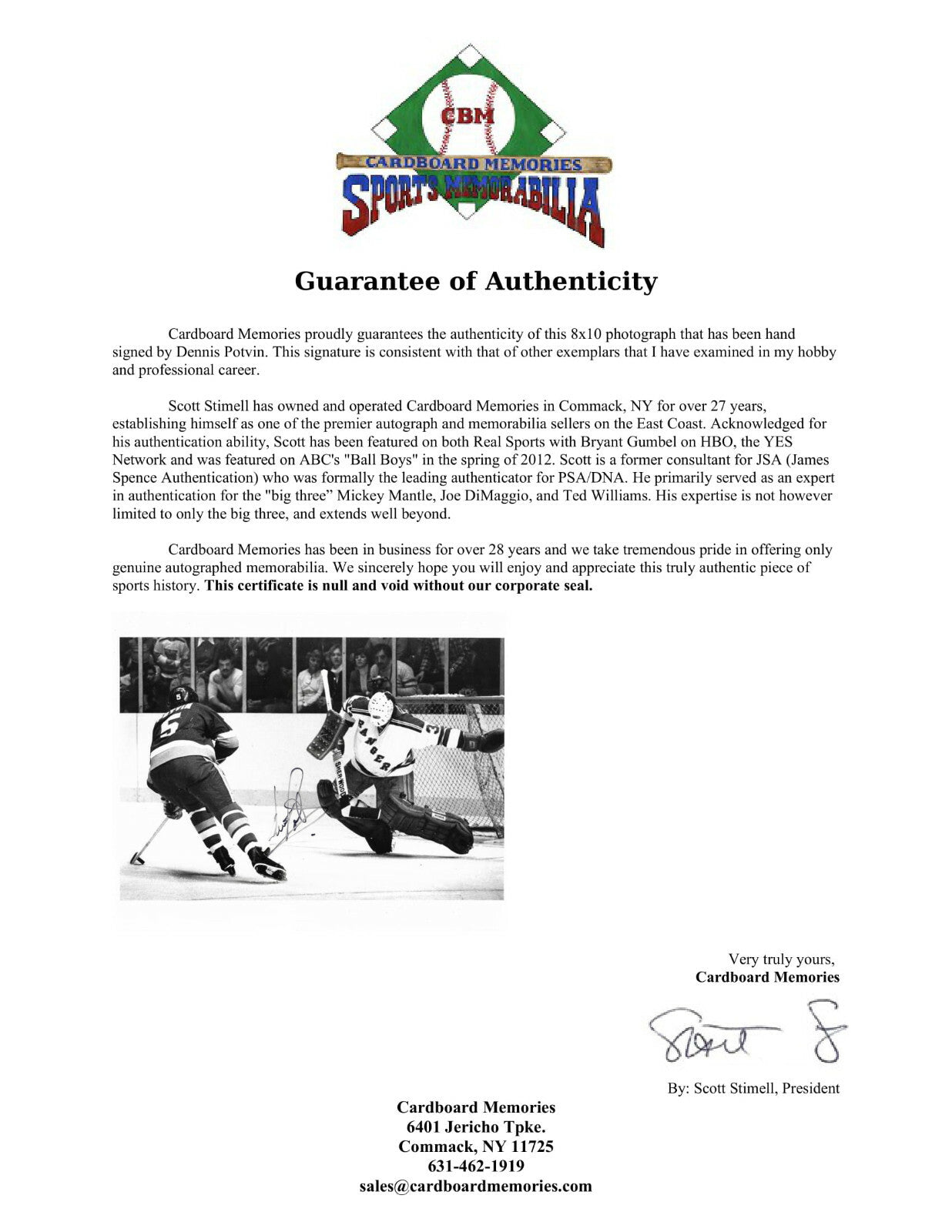 Denis Potvin Islanders Signed 8x10 Photo Framed Vintage Autograph CBM COA