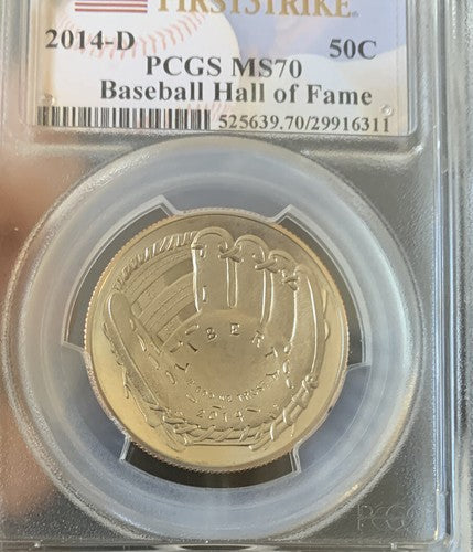 2014-D Baseball Hall of Fame 50c First Strike PCGS MS70 Silver Mint