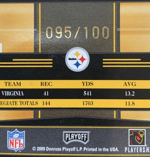 2005 Heath Miller PLAYOFF ABSOLUTE SPECTRUM Rc Rookie Auto 95/100 Steelers