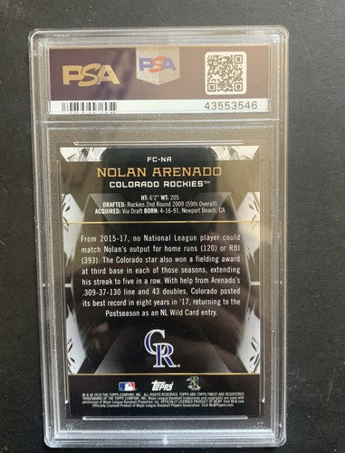 2018 Finest Nolan Arenado Cornerstones Fc Na PSA 10 Gem Mint Colorado Rockies