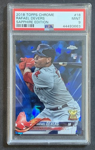 RAFAEL DEVERS 2018 TOPPS CHROME SAPPHIRE RC #18 PSA 9 Mint RED SOX Rookie