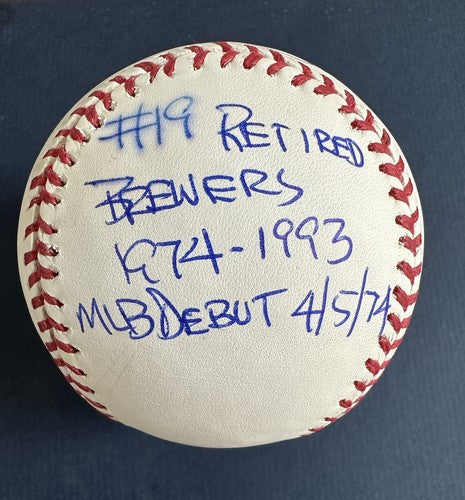 ROBIN YOUNT SIGNED OFFICIAL Mlb BASEBALL 12 STAT Hof Mvp 3142 Auto Steiner Coa