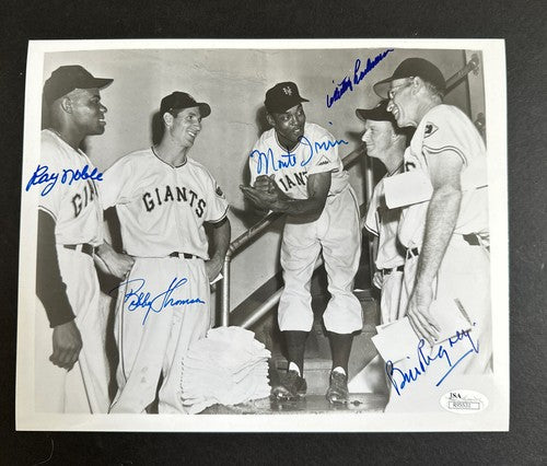 1951 Ny Giants Team Signed Monte Irvin Bobby Thomson Noble 5 auto 8x10 photo Jsa