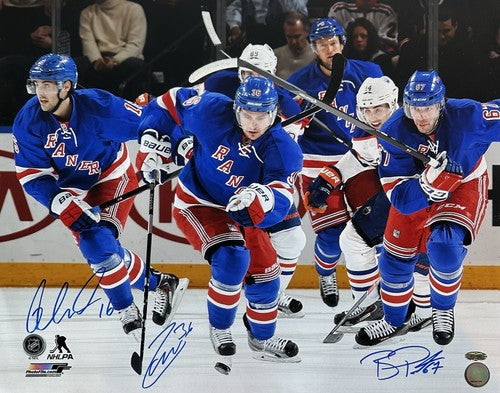 Zuccarello Pouliot Brassard Signed 16x20 Framed Photo Rangers 3 Auto Steiner COA