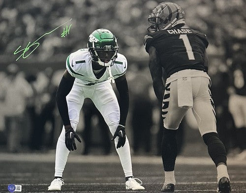 Sauce Gardner NY Jets Signed 16x20 Ja’Marr Chase Photo Framed Rookie Auto BAS