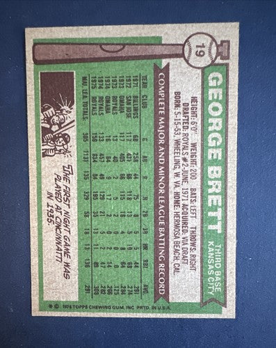 1976 TOPPS #19 GEORGE BRETT Ex + - NM ROYALS HOF 2nd Year Nice
