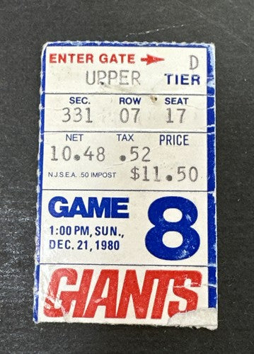 1980 OAKLAND RAIDERS Ny Giants SUPER BOWL YEAR TICKET Stub Jim Plunkett 2 Tds
