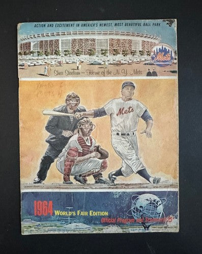 1964 MAYOR'S TROPHY YANKEES Vs NY METS PROGRAM 1st @ Shea Stadium Roger Maris HR