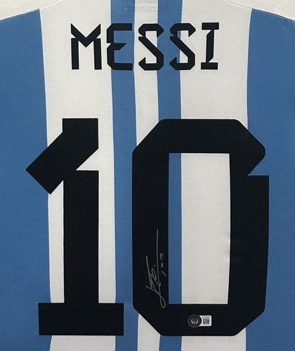 Lionel Messi Signed Argentina Adidas World Cup Jersey Framed Autograph BAS LOA