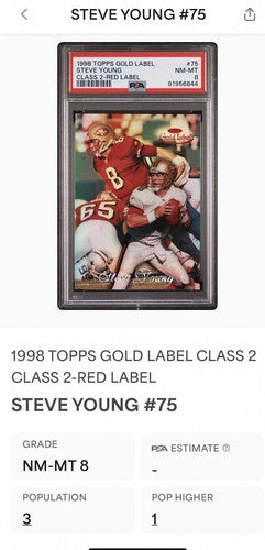 1998 Topps Gold Label Class 2 Red Steve Young #75 49ers /50 Psa 8 Mint Hof Pop 3