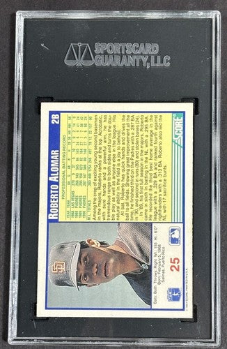 1991 Score #25 Roberto Alomar Signed SGC Authentic Coa Card HOF Bold Auto Padres