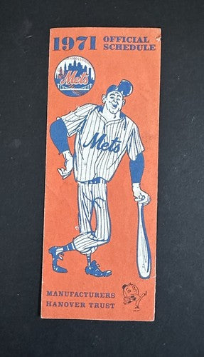 Vintage 1971 New York Mets 8x3 Official Schedule Manufacturers Hanover Trust