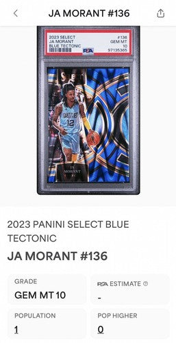 2023 PANINI SELECT BLUE TECTONIC #136 JA MORANT 69/99 Psa 10 Gem Mint Pop 1 Rare