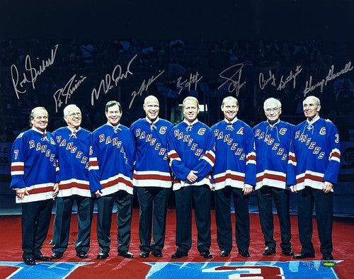Rangers Signed Retired #s 16x20 Framed Photo 8 Auto Mark Messier Gilbert Steiner