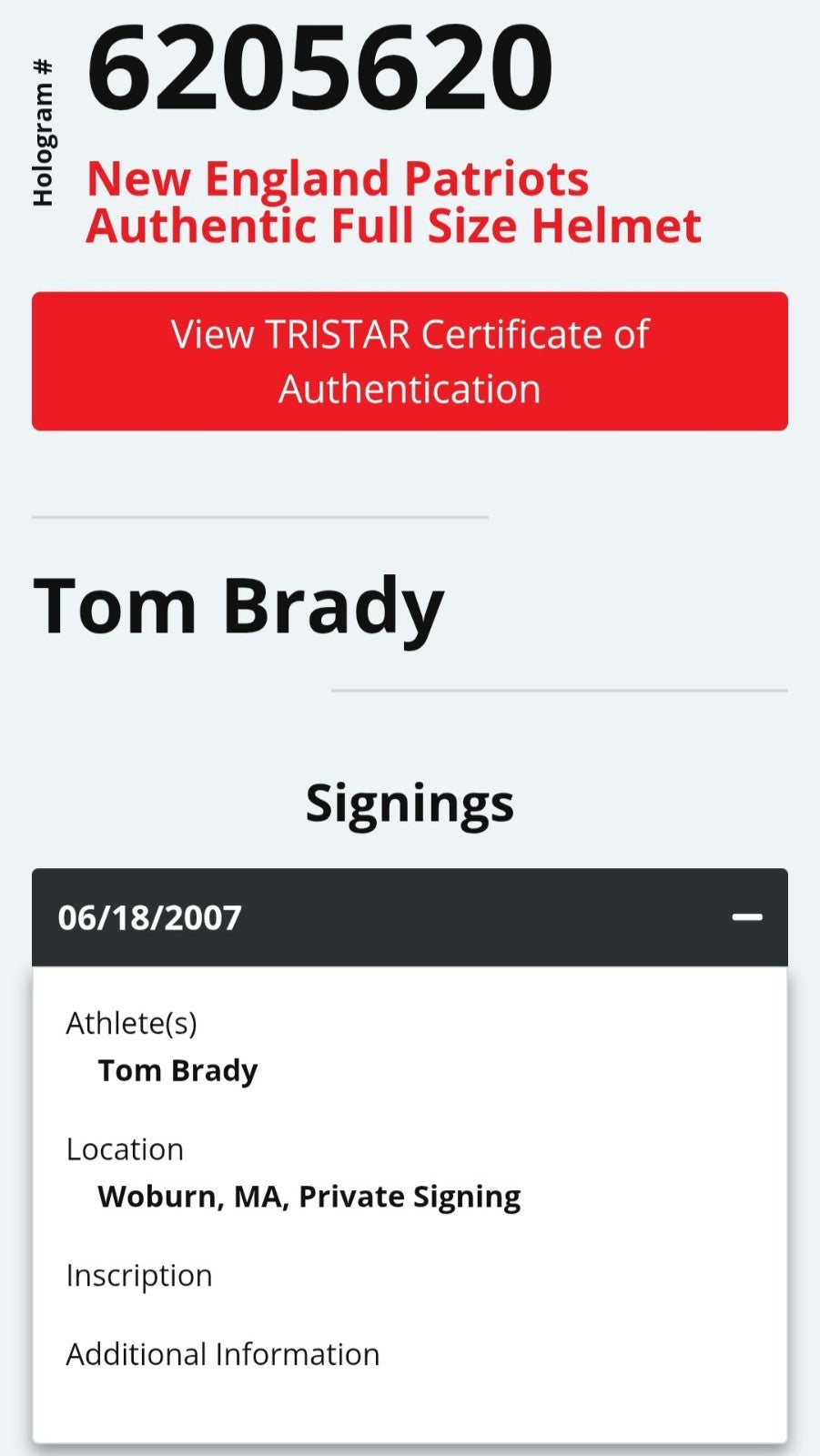 Tom Brady signed Patriots Riddell Proline helmet Super Bowl Mvp Auto Tristar