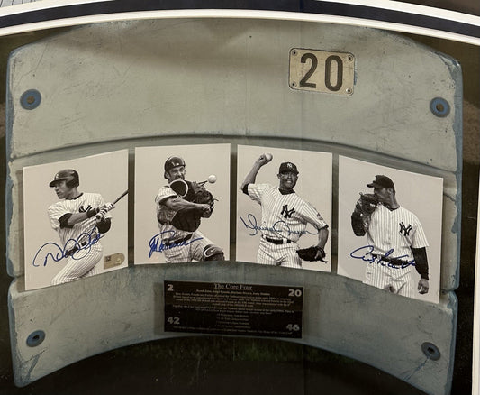 Yankees Core 4 Signed Framed Photo Collage Seatback Shadowbox Jeter Auto MLB HOF