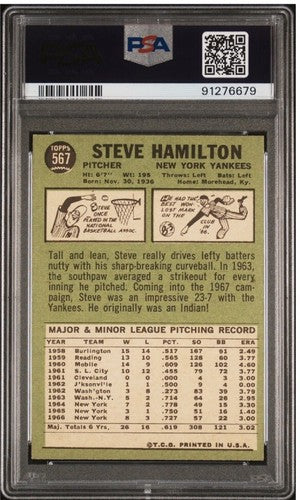 1967 Topps High #567 STEVE HAMILTON PSA 6 Ex-Mt Dead Centered Sharp Undergraded